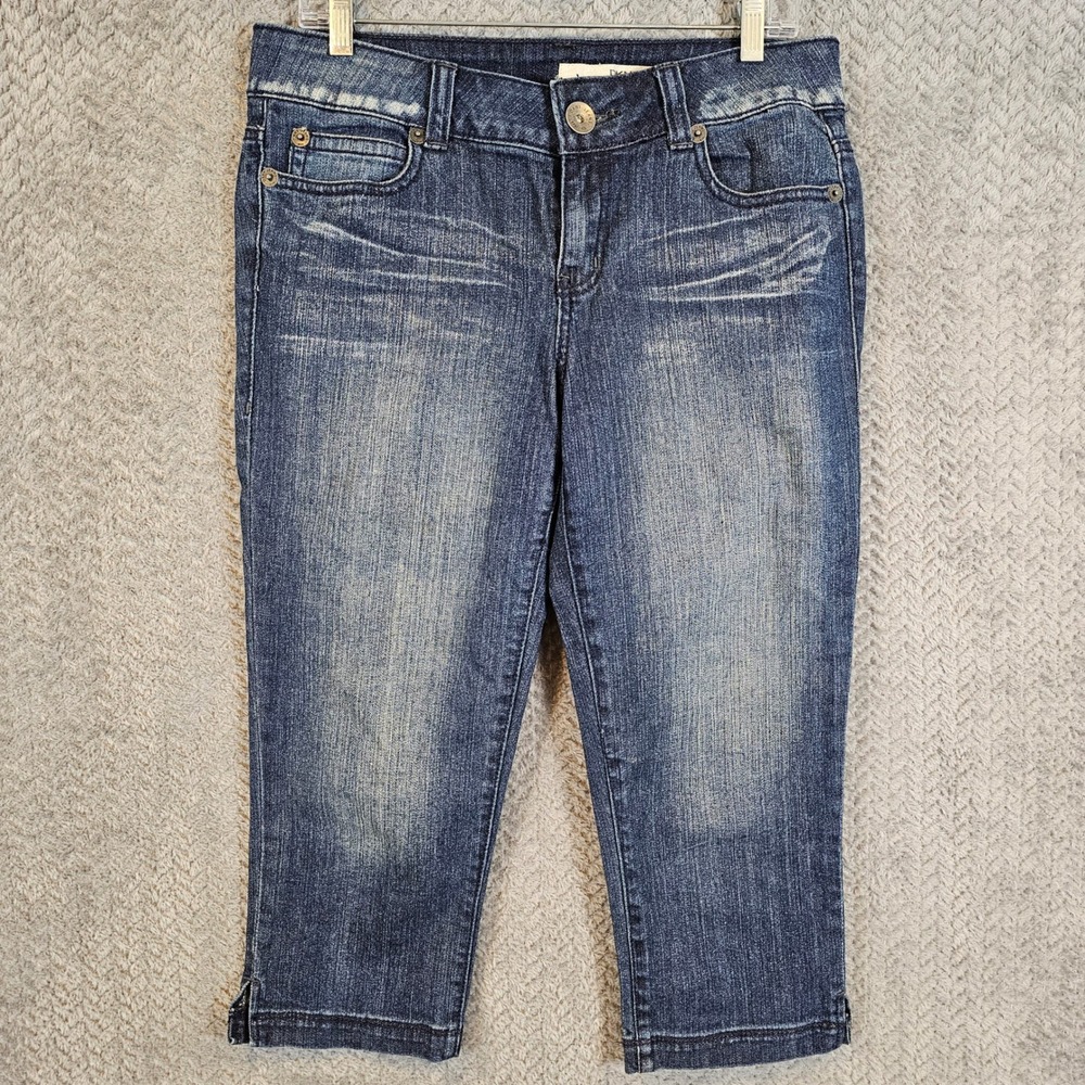 DKNY Jeans Womens Size 8 Dark Wash Sequin Back Pocket Capri Denim Cropped Pants